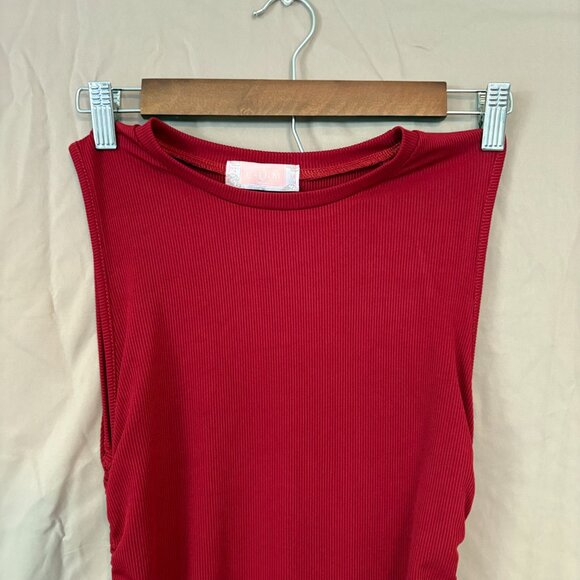 C+D+M Collections Red Stretchy Sleeveless Adjustable Ribbed Dress Women's Medium - Picture 4 of 6